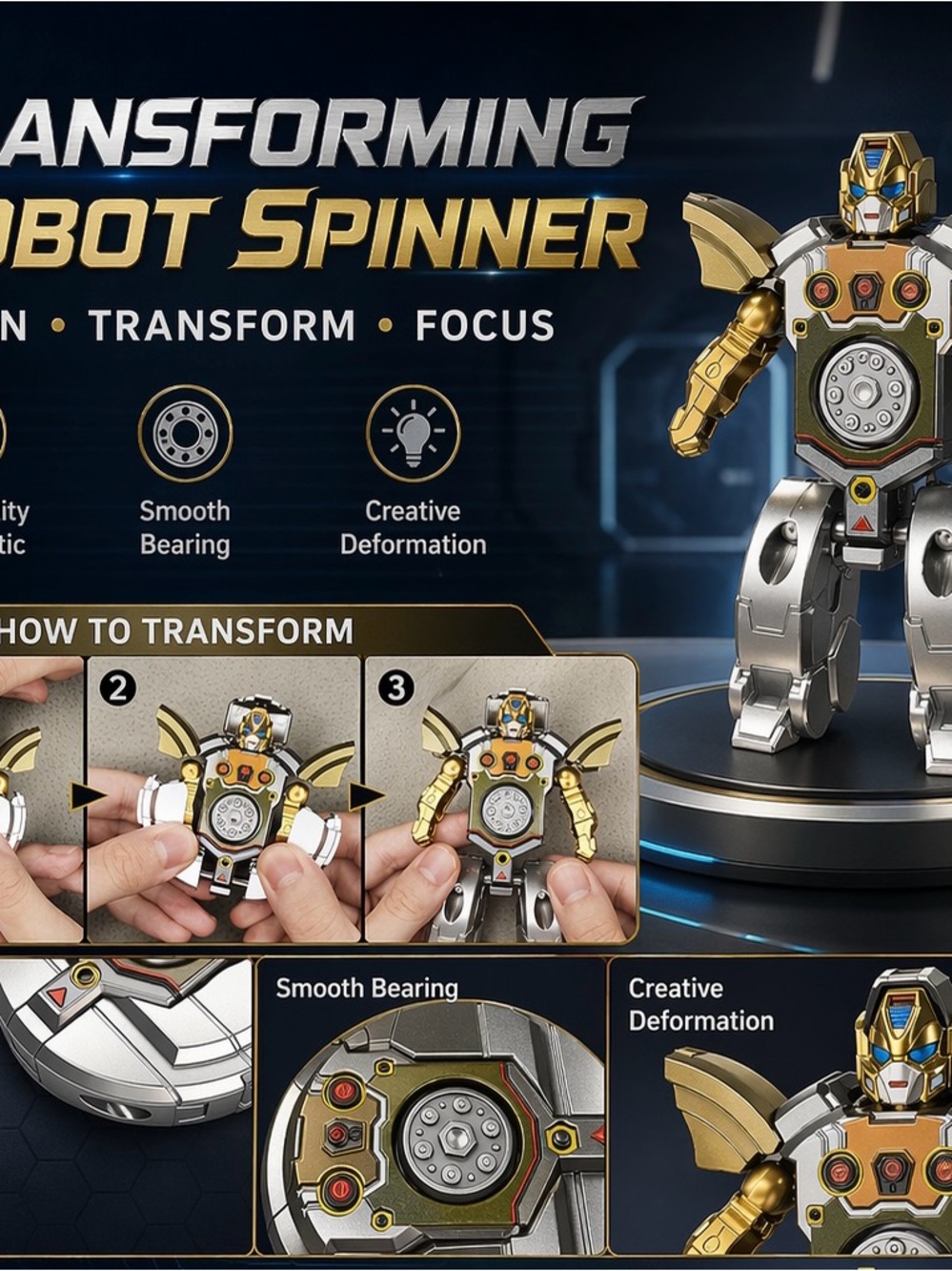Transforming Robot Fidget Spinner Toy